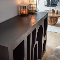 Made in Meubles Console en chêne massif noir Octave