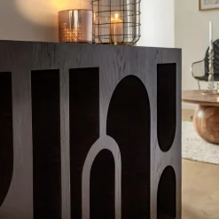 Made in Meubles Console en chêne massif noir Octave