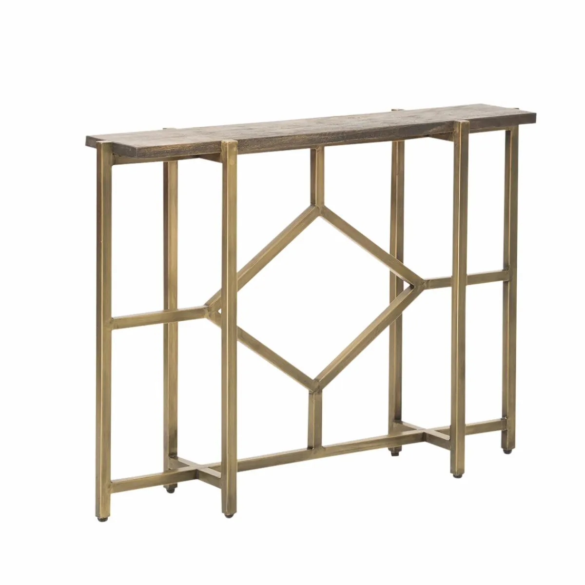 Made in Meubles Console en manguier et métal doré Valérie