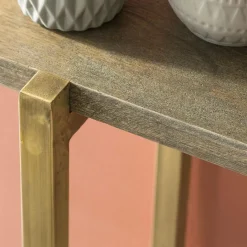 Made in Meubles Console en manguier et métal doré Valérie