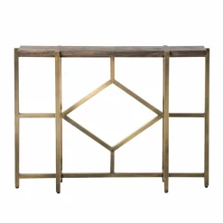 Made in Meubles Console en manguier et métal doré Valérie