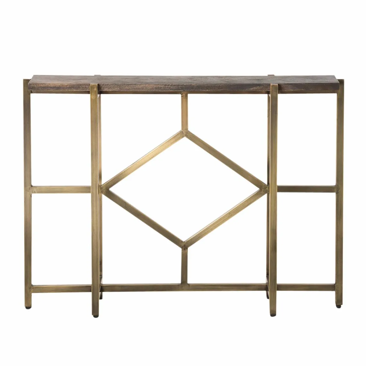 Made in Meubles Console en manguier et métal doré Valérie