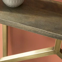 Made in Meubles Console en manguier et métal doré Valérie