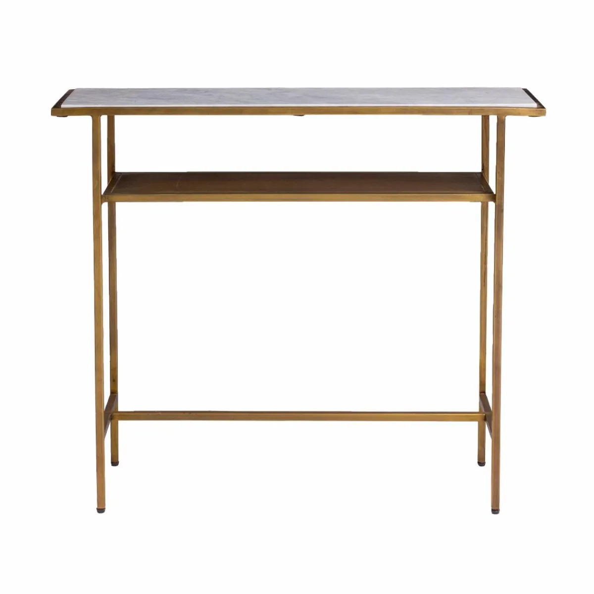 Made in Meubles Console en métal doré et marbre Timéo