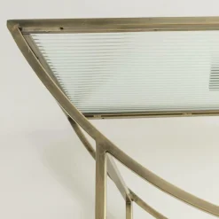 Made in Meubles Console en métal doré et verre Léa