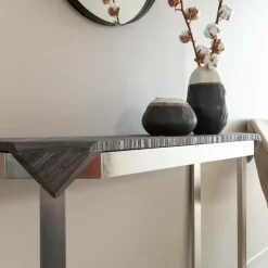 Made in Meubles Console en métal et marbre Noé