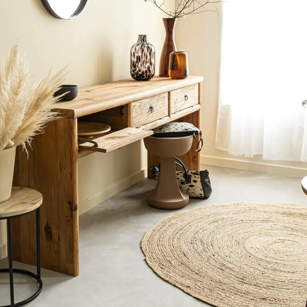 Made in Meubles Console en pin recyclé Blaise