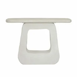 Made in Meubles Console pied central en bois effet béton blanc Danaé