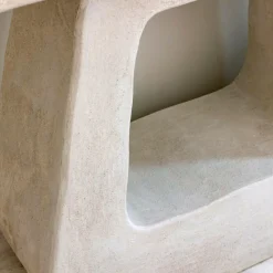 Made in Meubles Console pied central en bois effet béton blanc Danaé