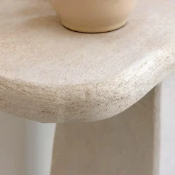 Made in Meubles Console pied central en bois effet béton blanc Danaé