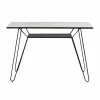 Made in Meubles Console pieds compas en marbre blanc et métal Marceau