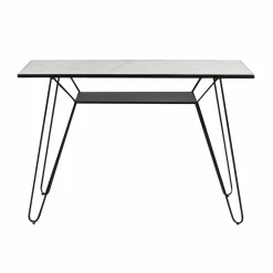 Made in Meubles Console pieds compas en marbre blanc et métal Marceau
