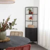 Made in Meubles Etagère d'angle en métal et marbre Mona