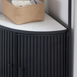 Made in Meubles Etagère d'angle en métal et marbre Mona