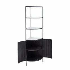 Made in Meubles Etagère d'angle en métal et marbre Mona
