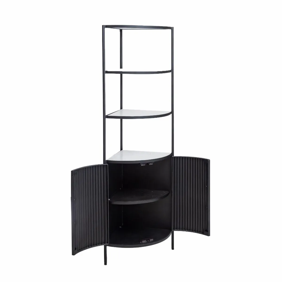 Made in Meubles Etagère d'angle en métal et marbre Mona