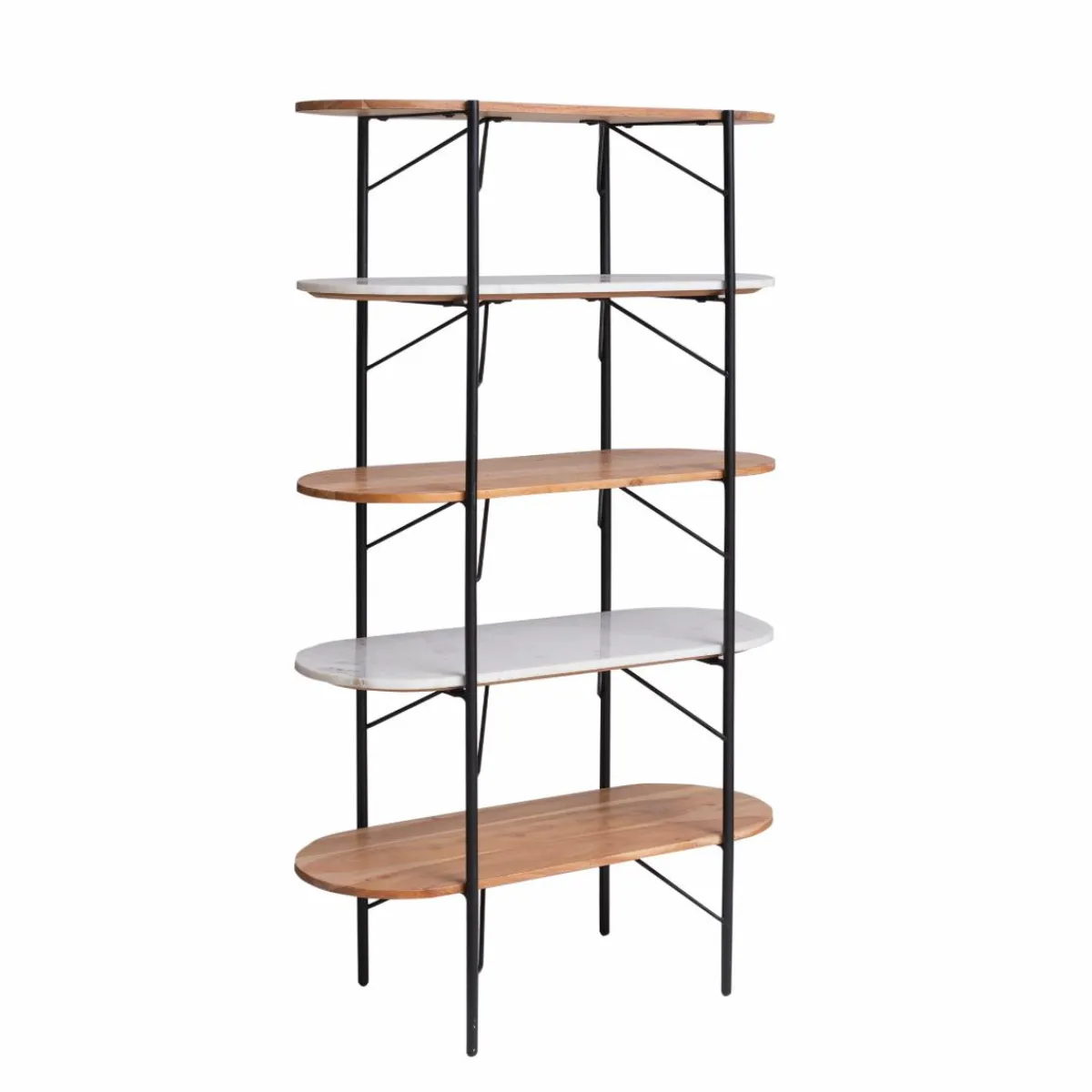 Made in Meubles Etagère en bois d'acacia et marbre Scott