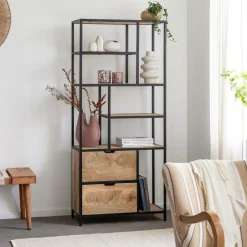 Made in Meubles Etagère en bois de manguier et métal Maxence