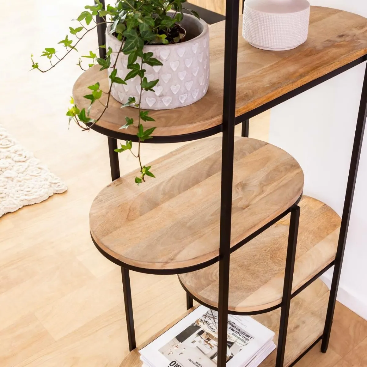 Made in Meubles Etagère en bois de manguier et métal Owen