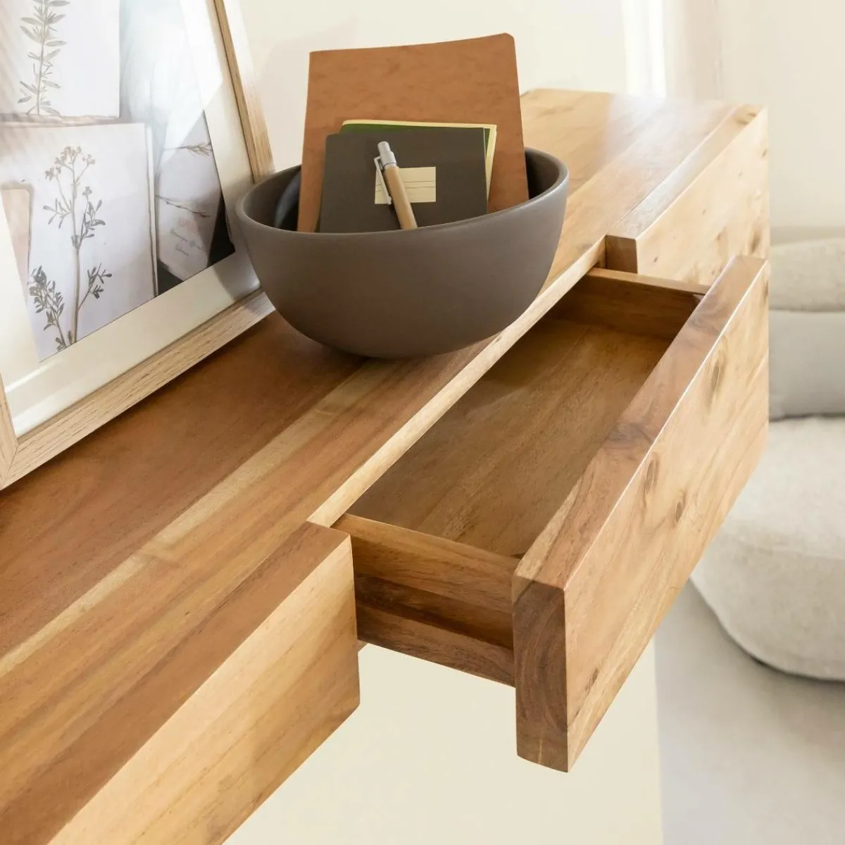 Made in Meubles Etagère murale asymétrique en bois d'acacia Orane