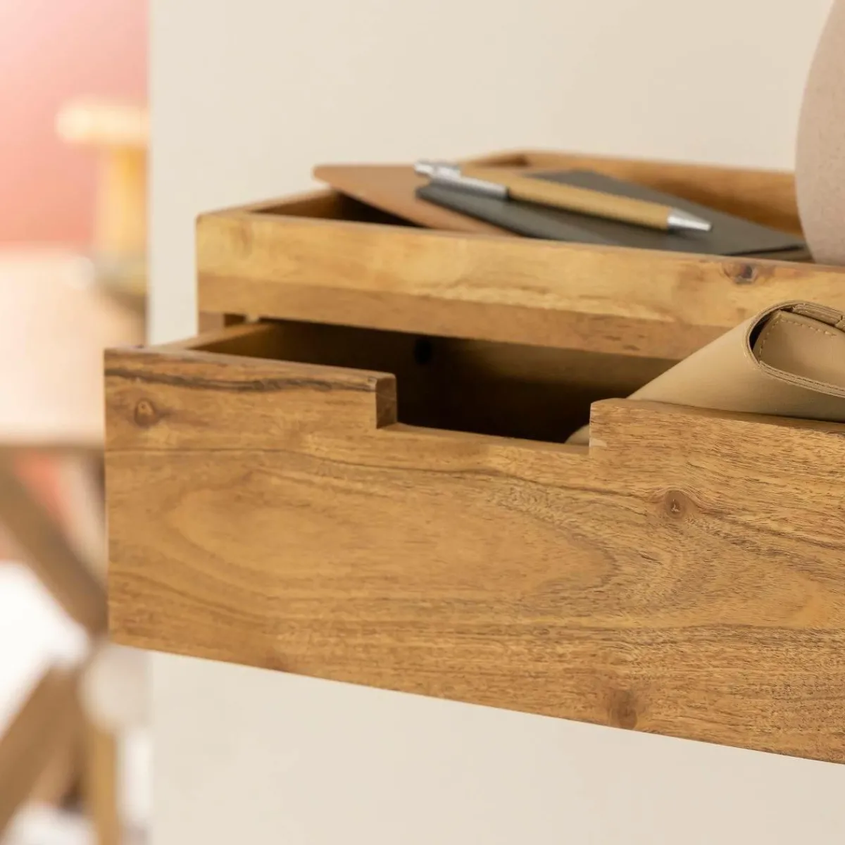 Made in Meubles Etagère murale carrée en bois d'acacia Orane