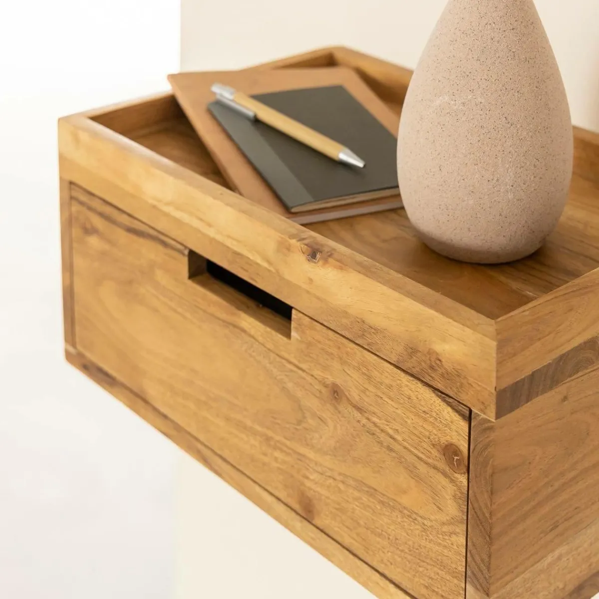 Made in Meubles Etagère murale carrée en bois d'acacia Orane