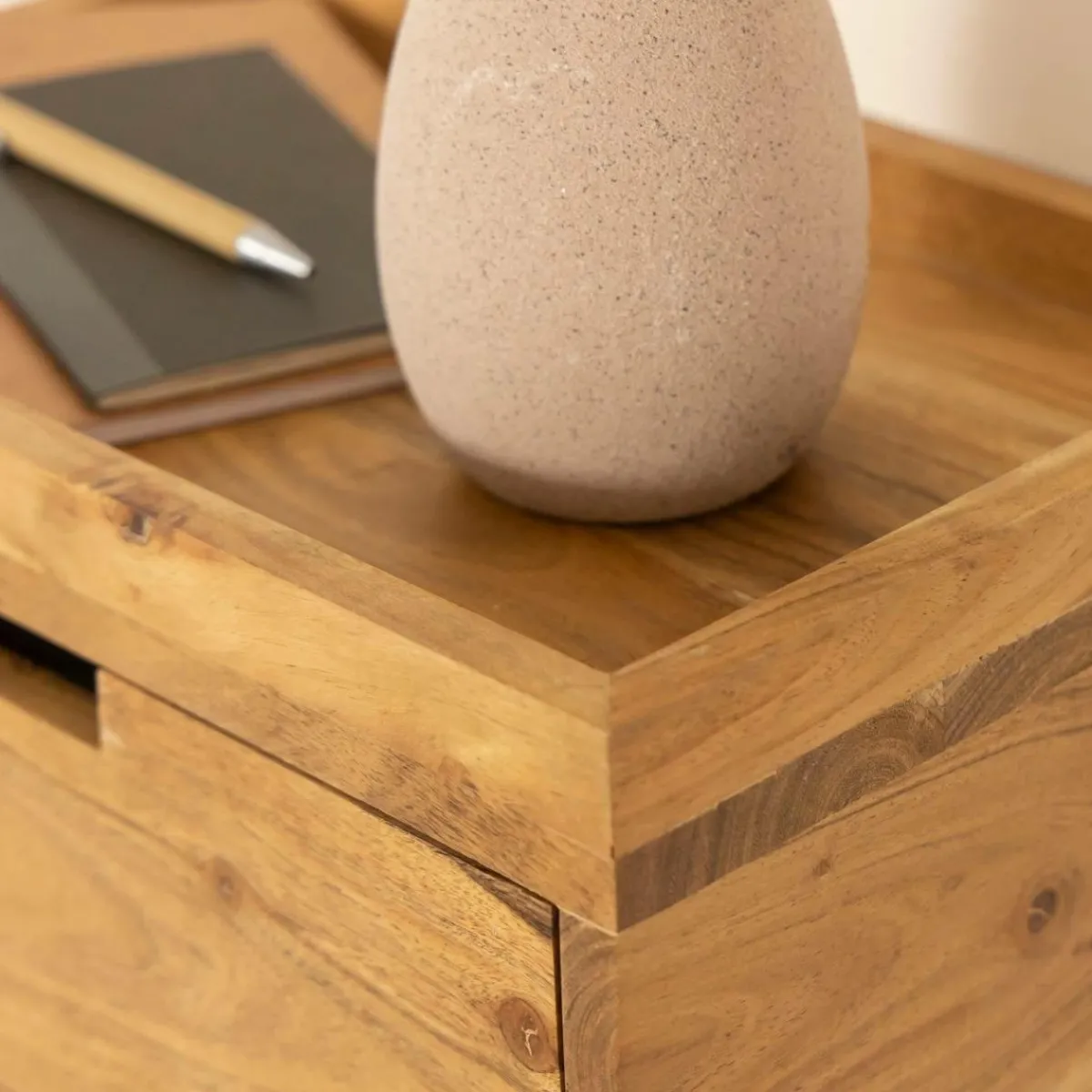 Made in Meubles Etagère murale carrée en bois d'acacia Orane