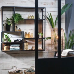Made in Meubles Etagère murale en métal et bois de manguier Marcel