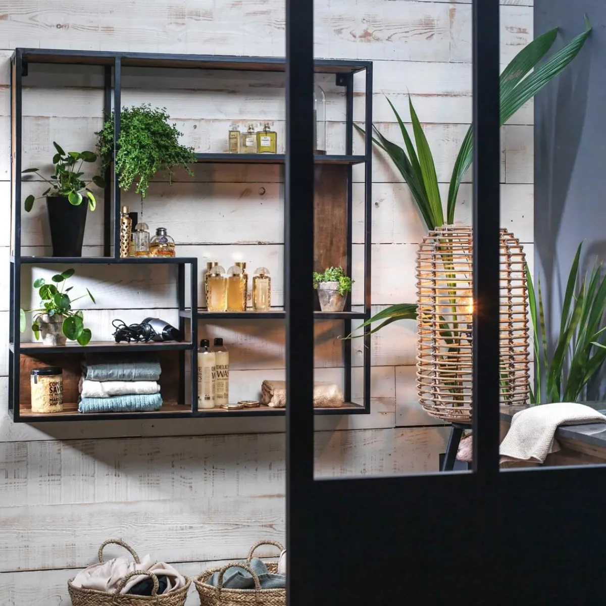 Made in Meubles Etagère murale en métal et bois de manguier Marcel