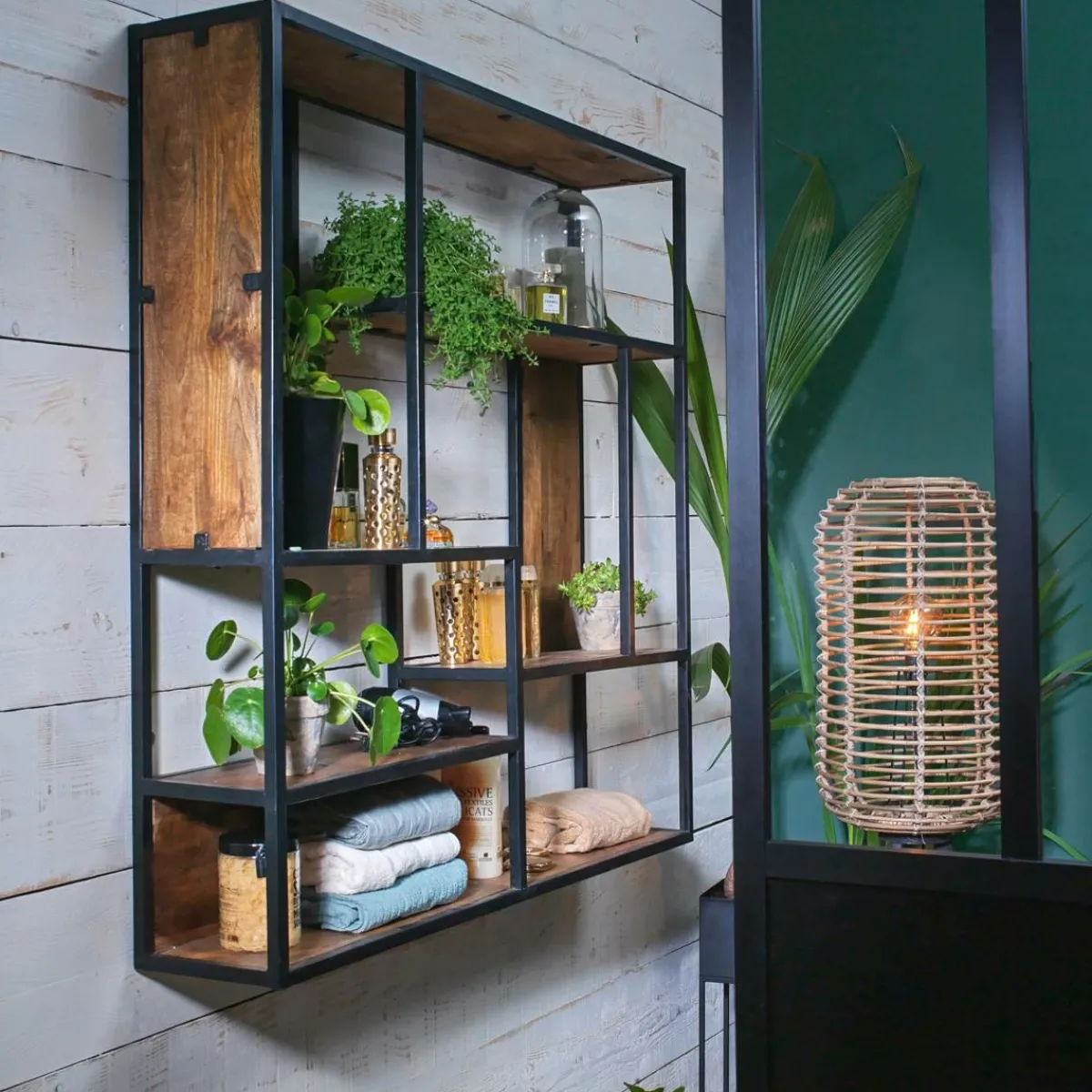 Made in Meubles Etagère murale en métal et bois de manguier Marcel
