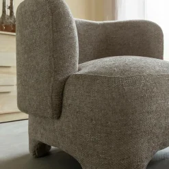 Made in Meubles Fauteuil arrondi en tissu taupe Norton
