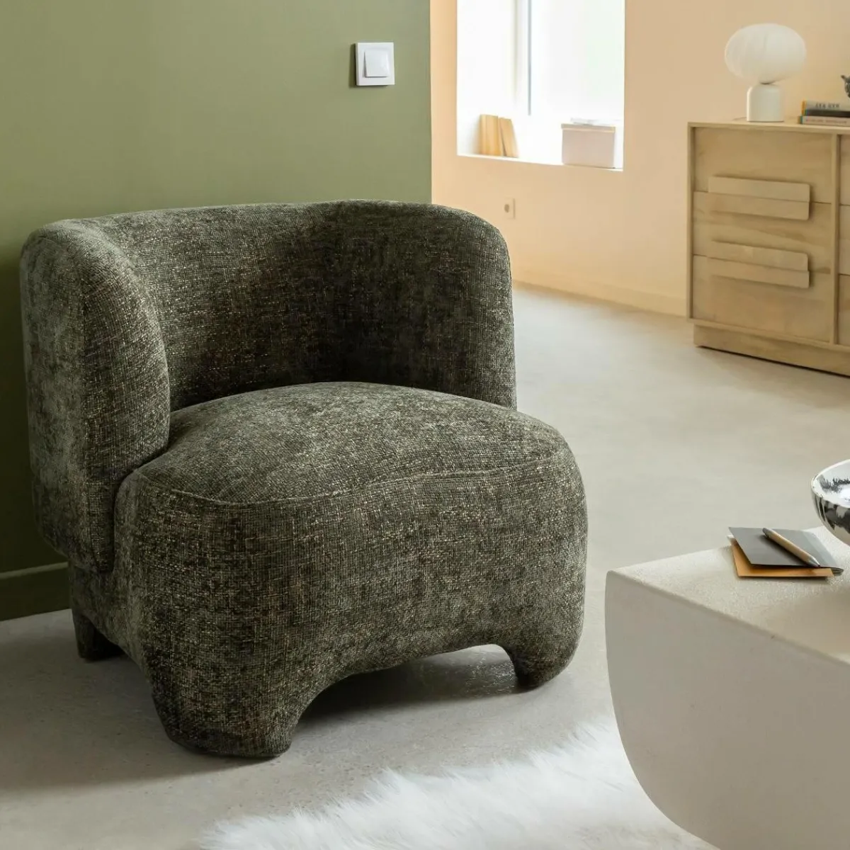 Made in Meubles Fauteuil arrondi en tissu Norton