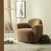 Made in Meubles Fauteuil club en tissu bouclette marron Tommy