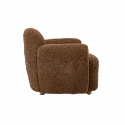 Made in Meubles Fauteuil club en tissu bouclette marron Tommy