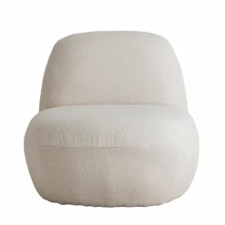 Made in Meubles Fauteuil confort en tissu bouclette blanc Johanna
