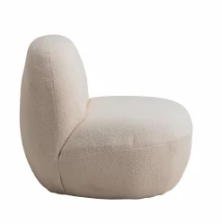 Made in Meubles Fauteuil confort en tissu bouclette blanc Johanna
