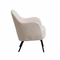 Made in Meubles Fauteuil confort en tissu bouclette blanc Amandine