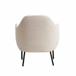 Made in Meubles Fauteuil confort en tissu bouclette blanc Amandine
