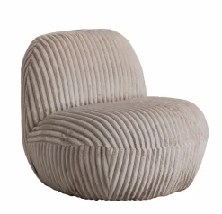 Made in Meubles Fauteuil confort en velours côtelé beige écru Johanna