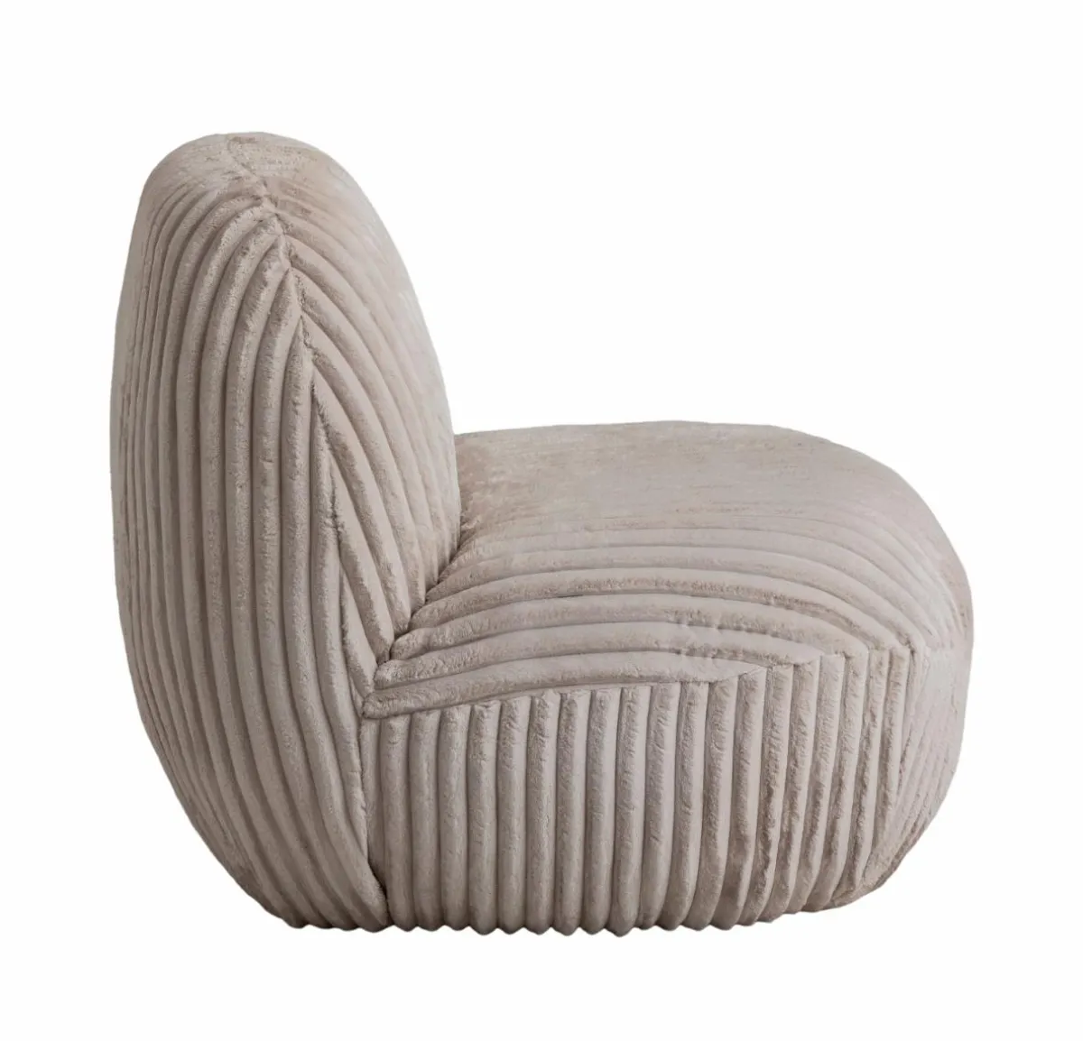 Made in Meubles Fauteuil confort en velours côtelé beige écru Johanna