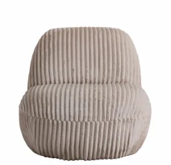Made in Meubles Fauteuil confort en velours côtelé beige écru Johanna