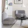 Made in Meubles Fauteuil confort en velours côtelé gris Johanna