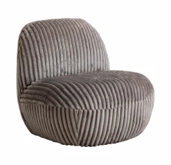 Made in Meubles Fauteuil confort en velours côtelé gris Johanna