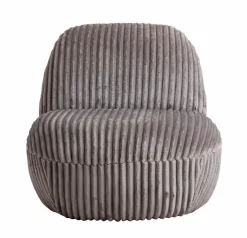 Made in Meubles Fauteuil confort en velours côtelé gris Johanna