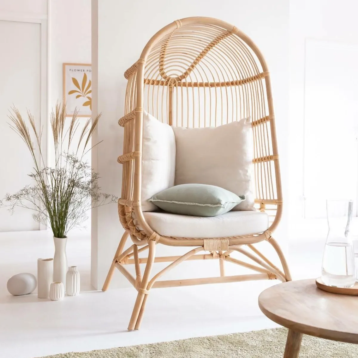 Made in Meubles Fauteuil confort haut en rotin Rattan
