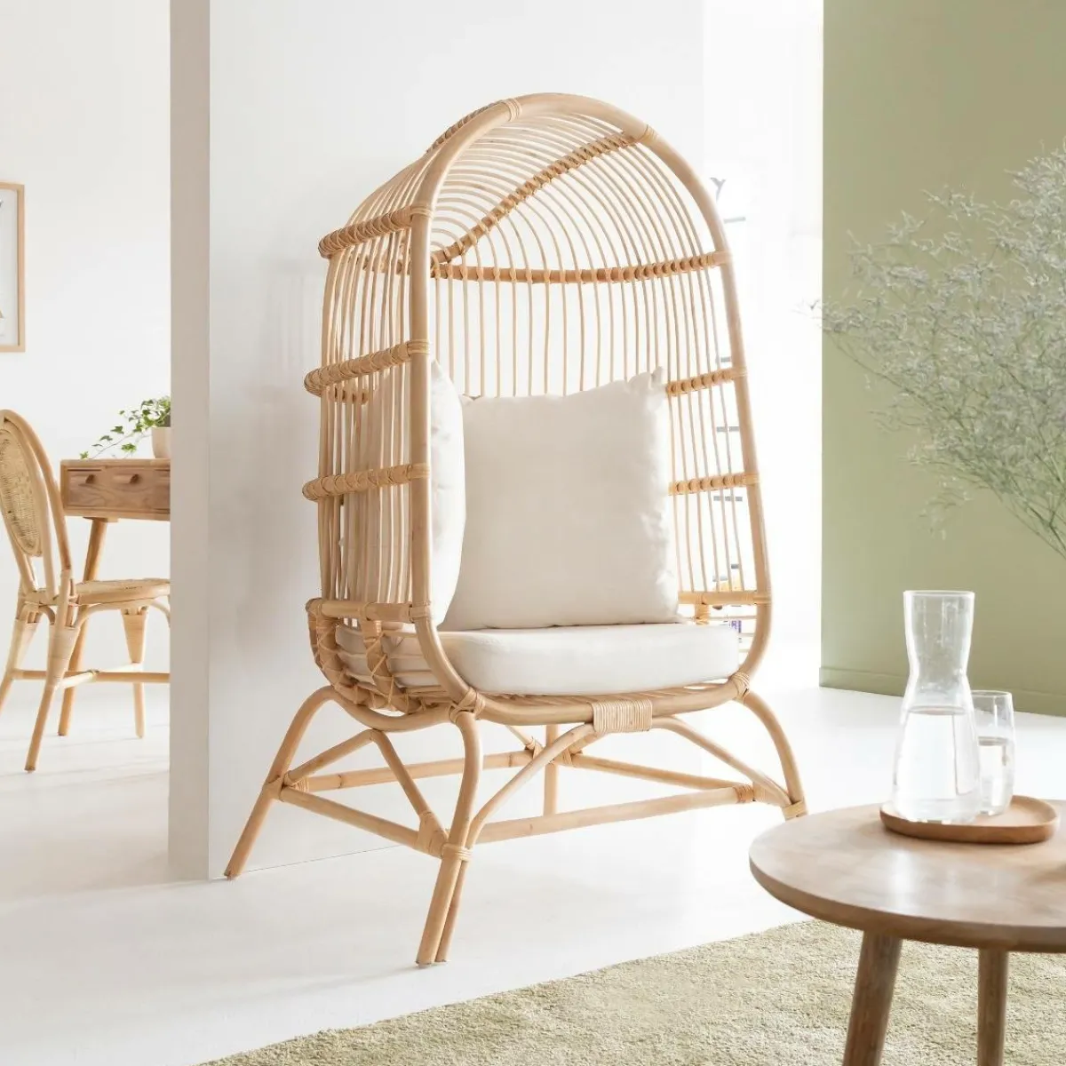 Made in Meubles Fauteuil confort haut en rotin Rattan