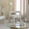 Made in Meubles Fauteuil d'angle en tissu bouclette blanc Nora
