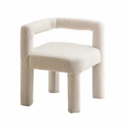 Made in Meubles Fauteuil d'angle en tissu bouclette blanc Nora