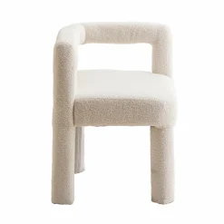 Made in Meubles Fauteuil d'angle en tissu bouclette blanc Nora
