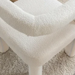 Made in Meubles Fauteuil d'angle en tissu bouclette blanc Nora